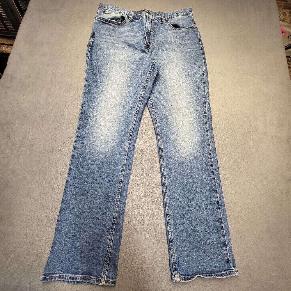 Old Navy Jeans Mens 35x31 Blue Straight Leg Distressed Denim Stretch